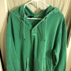 Green hoodie.